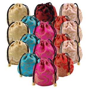  16 sztuk Mini torby ze sznurkiem Saszetka Satyna Haft Schowek