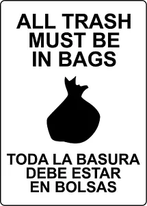 TODAS LAS BOLSAS DE BASURA IMPRESCINDIBLES TODA LA BASURA DEBE ESTAR | Calcomanía de letrero de vinilo adhesivo - Imagen 1 de 4