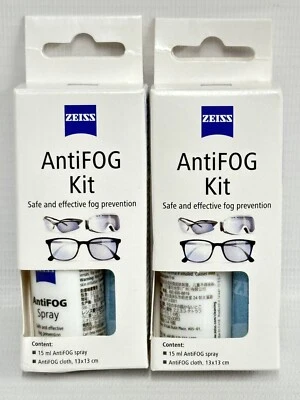 ZEISS AntiFOG Kit De-Misting Treatment for Glasses Spectacles 15ml Spray 2 Pack