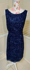 Laura Ashley Floral Embroidered Navy Blue NWT $329 Size 16 Party Event Dress - Picture 1 of 6