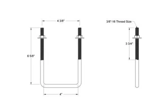 4 Stück Vierkant U Bolzen 304 Edelstahl, 3/8"-16 Gewindegröße, 4" Breite, 6-5/8" Höhe - Bild 1 von 1