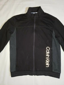 Calvin Klein Men’s Black Gray Full Zip Fleece Sweater Jacket Semi Fitted Size L - Picture 1 of 12