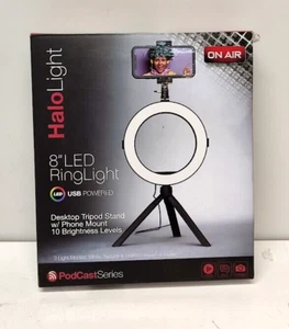 Tzumi 8" Halo USB Ring Light w/ Desktop Tripod Stand & Phone Mount 3-Light Mode - Picture 1 of 16