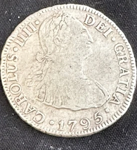 BOLIVIA 2 REALES 1795 NG M SILVER SCARCE #N SPAIN CAROLUS IIII COIN - Picture 1 of 2