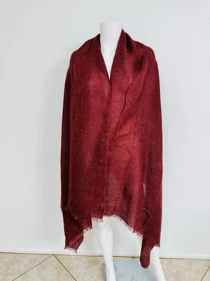 Brunello Cucinelli 闪亮勃艮第马海毛羊绒披肩 50 英寸 x 80 英寸 Uni。 全新无标签 — 第 1/3 张图片