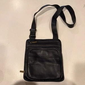 Vintage Clarks Leder Umhängetasche schwarz S/M Leder Handtasche - Bild 1 von 16