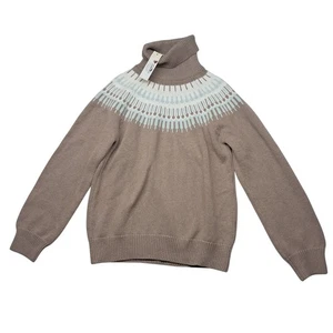 Neu mit Etikett Burgess Helsinki Fair Isle Pullover Damen XL braun Baumwolle Kaschmir nordisch - Bild 1 von 9