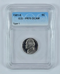 1981-S Jefferson Nickel Type 1 PR70 DCAM ICG *1825 - Picture 1 of 5
