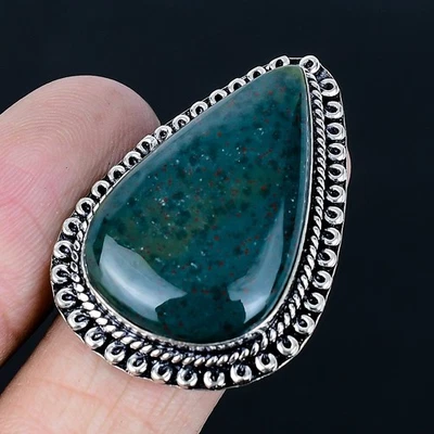 Indian Moss Agate 925 Silver Plated Handmade Ring of US Size 9 - Image 1 of 3