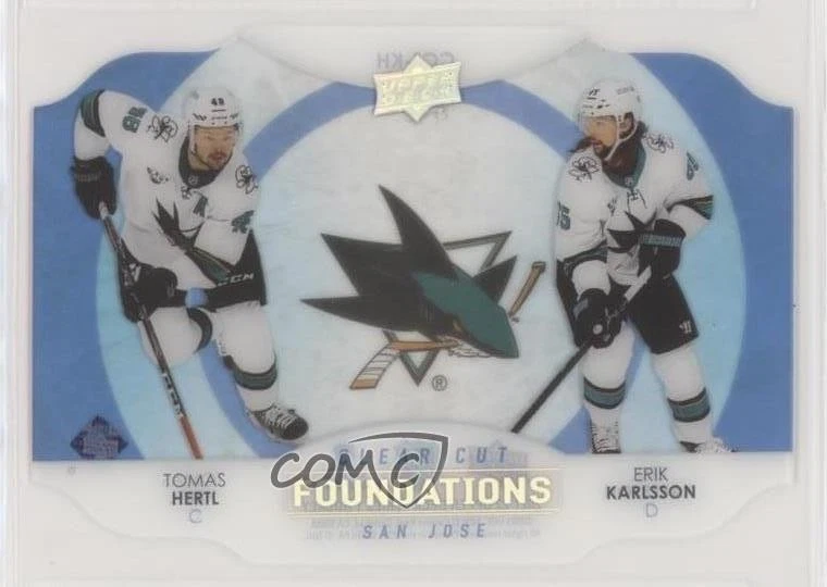 2021 Upper Deck Series 1 Clear Cut Foundations Tomas Hertl Erik Karlsson #CCF-KH - Image 1 of 2