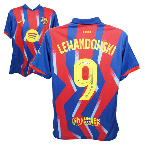 Barcelona 2023/24 Robert Lewandowski #9 Home Soccer Jersey La Liga