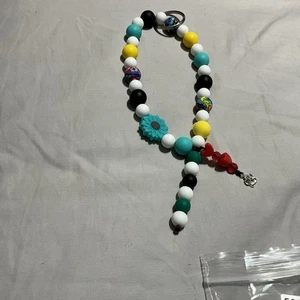 Armband Schlüsselanhänger, " Blumen " Silikon Perlen schwarz, weiß, türkis etc. NEU - Bild 1 von 24