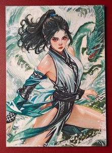 Hand-painted Chinese Dragon Princess Sketch Card Ancient Beauty Xianxia 1/1 - Picture 1 of 3