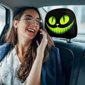 Headrest Cover Funny Car Decor Headrest Covers 4 Pieces Seat Protector Cartoon - Picture 1 of 7