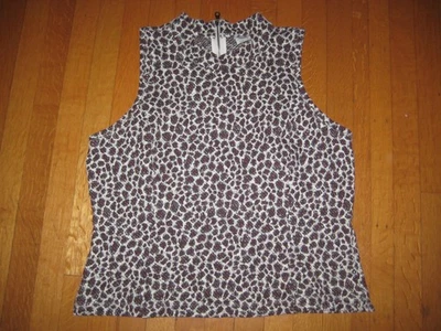 Anthropologie Akemi+Kin sz Large Sleeveless Mock Neck Top Burgundy Animal Print - Image 1 of 4