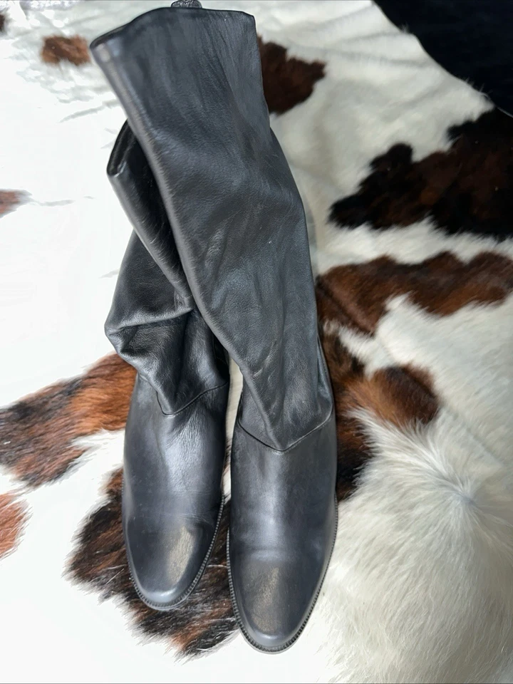 Botas enrollables KF Ltd para mujer Ellen IV de cuero negro a media pantorrilla talla 10 M Italia Foto 1 de 4