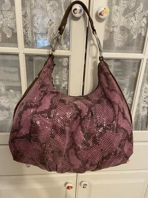Judith Ripka Lilac Snakeskin Leather Large Hobo Handbag - Image 1 of 4
