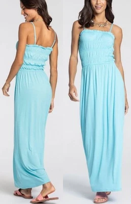 NEU: BANDEAU MAXI SOMMERKLEID SMOK VISCOSE 34 36 38 40 42 MELROSE blau *70751409 - Bild 1 von 4