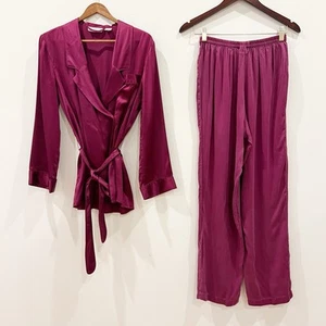 Pigiama vintage Victorias Secret set donna piccolo viola seta etichetta oro raso - Foto 1 di 18