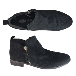 Dr. Scholl's Ankle Boots Black Size 6 Side Zip Faux Suede Block Heel Pointy Toe - Picture 1 of 12
