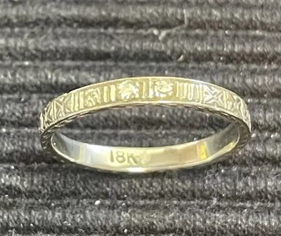 JUEGO DE 3 CANALES DE ORO BLANCO DE 18k de colección pequeños diamantes redondos talla 6,5 Foto 1 de 4