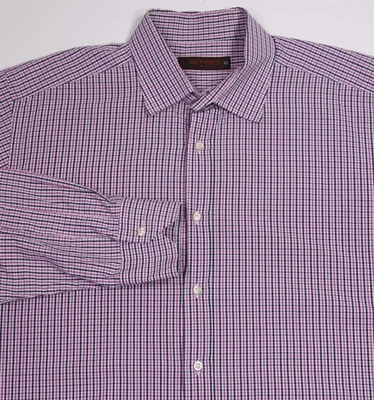 Etro Pink Black Gingham Check Cotton Dress Shirt (45) 18-35 - Image 1 of 4
