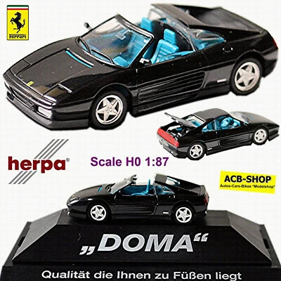 Ferrari 348 Ts 1989-94 Nero Ia Turchese Doma Herpa High-Tech PC 1:87 Herpa - Immagine 1 di 4