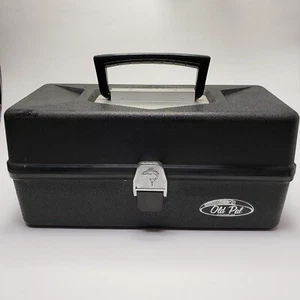 Vintage Old Pal Black Plastic 2 Tray Fishing Tackle Box - Picture 1 of 12