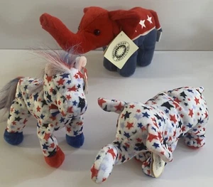 Patriotisch Ty Smithsonian 2004 Esel Elefant Wahl rot weiß blau 3 Stück - Bild 1 von 18
