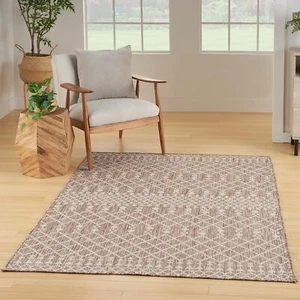 Positano 5x7 Beige Area Rug, Indoor/Outdoor, Easy Clean, Non Shedding - Picture 1 of 9
