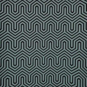 Navy blue teal felt flocking Geometric velvet Labyrinth flocked wallpaper GM7502 - Picture 1 of 12