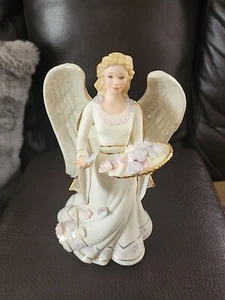 LENOX HEAVENLY FAITH ANGEL Figurine With Flower Dish And Gold Trim JL572 - Picture 1 of 9