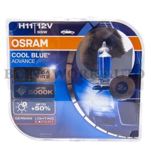 OSRAM H11 Cool Blue Advance +50% 5000K White Halogen Headlight Fog Bulb 12V 55W - Foto 1 di 8
