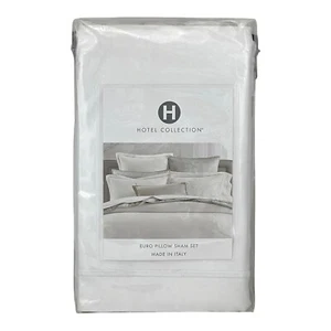 Hotel Collection Italian Percale Cotton EURO Sham Set WHITE on WHITE - $175 - Picture 1 of 4