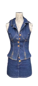 Vintage 90er Jahre Tina BIVIANO australisches Top Sydney Designer Denim Set. Größe S - Bild 1 von 10