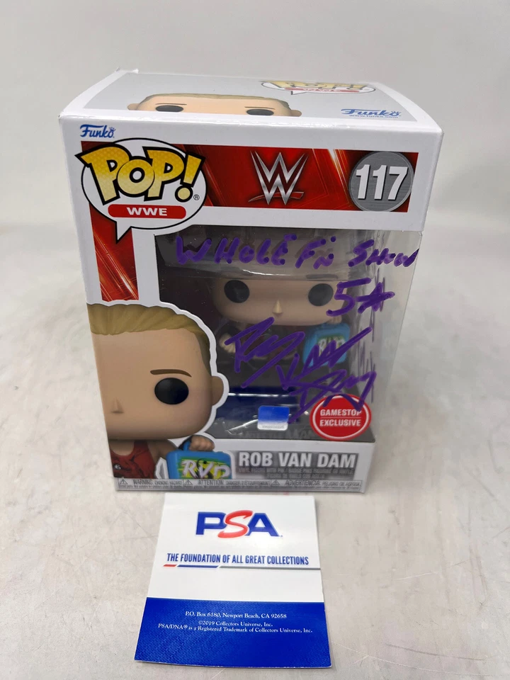 ROB VAN DAM WWF WWE ECW Signed Funko Pop Figure 117 New in Box w/COA PSA purple2 - Image 1 of 4