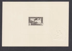 French Polynesia Sc C1B,1942 Vichy 10fr black deLuxe sunken die proof, fresh, VF - Picture 1 of 2