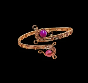 Natural Botswana Agate Gemstone Beads Handmade 1 PCs Copper Wire Bracelet - Picture 1 of 6