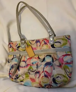 Bolso Cartera de Hombro Coach Multicolor Bolso de Mano 14" Ancho X11" Asa Alta 22" - Imagen 1 de 20