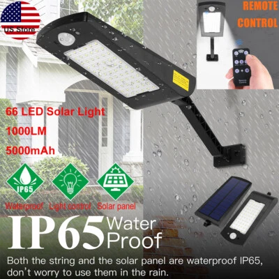 66 LED Solar Power PIR Light Outdoor Yard Garden Wall Lamp Waterproof 1000LM - Image 1 of 4