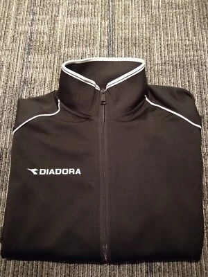Diadora Men's Size Small Soccer Football Warm Up Jacket Full Zip Black/White  - Image 1 of 4