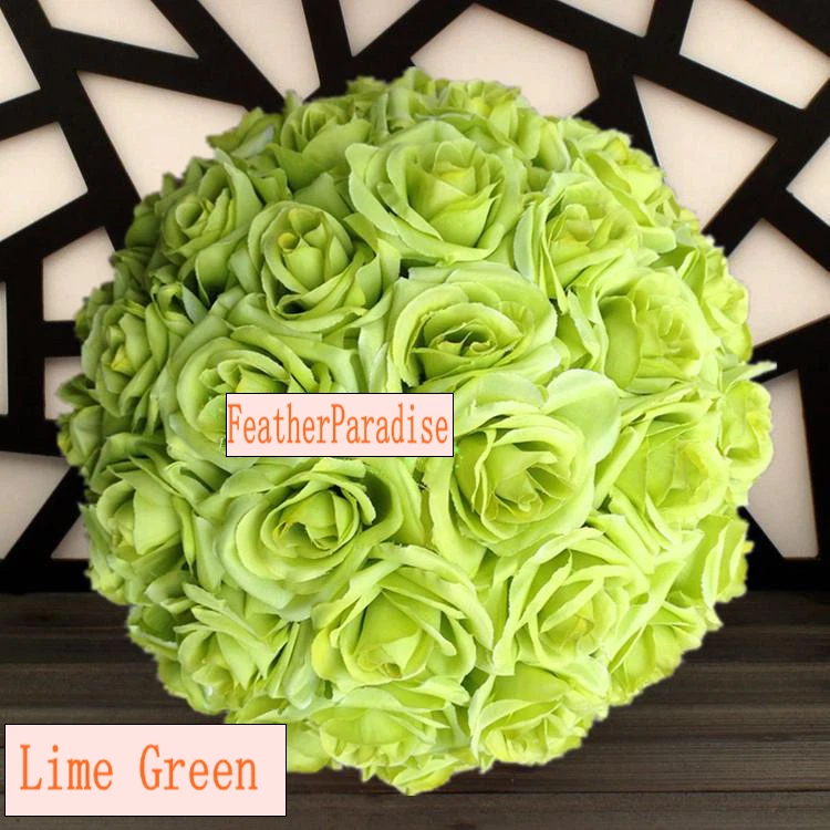  Rose Flower Ball Wedding decoratin Ball Kissing Ball 9-10 Inches Lime Green - Image 1 of 1