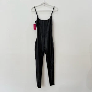 Brand New Commando Women's Small Black Faux Leather Cami Cat Suit Bodysuit - Picture 1 of 13