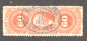 U. S. Revenue ~ Scott R64c ~ 60c orange ~ INLAND EXCHANGE ~ H/C ~ dcds NEW YORK - Picture 1 of 2