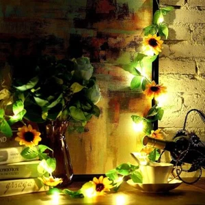 2M Artificial Sunflower Fairy String Light Home Party Wedding Lamp Decor Xmas - Picture 1 of 6