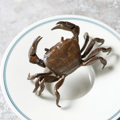 New Handmade Chinese Bronze Cute Crab Statue Tea Pet Decoration Vintage 1Pc. - Image 1 of 4