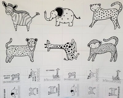 SAVANNAH Moda FABRIC quilting panel monkey leopard Gingiber large black 48220-21 - Image 1 of 4