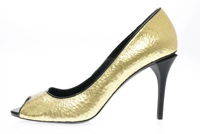 Kenneth Cole Ingrahm Mujer Metálico Dorado Cuero Peep Toe Zapatos de salón Talla 9 M Foto 1 de 4