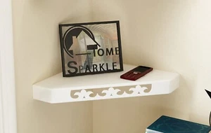 Triangular Madera Esquina Estantes de Pared para Cuarto Estar Oficina Y Bedroom - Imagen 1 de 3