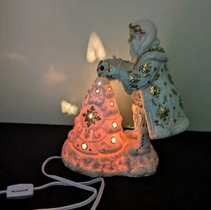 Lenox Florentine & Pearl JEWELED SANTA EITH LIT TREE Porcelain Figurine, 9.5" - Picture 1 of 16
